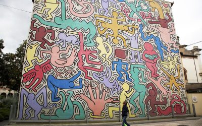 Murales di keith haring partenza del tour Street Art a Pisa